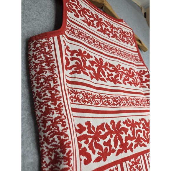 Etcetera Womens Size Small Red White Rayon Blend Tight Knit Dress Sleeveless - Picture 7 of 7